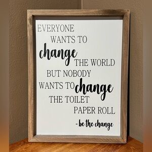 Wooden Bathroom Wall Art Framed